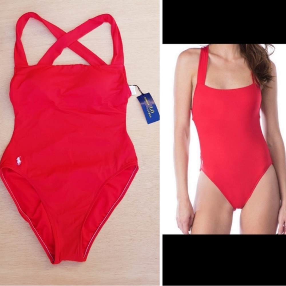 Polo Ralph Lauren red medium one piece swimsuit